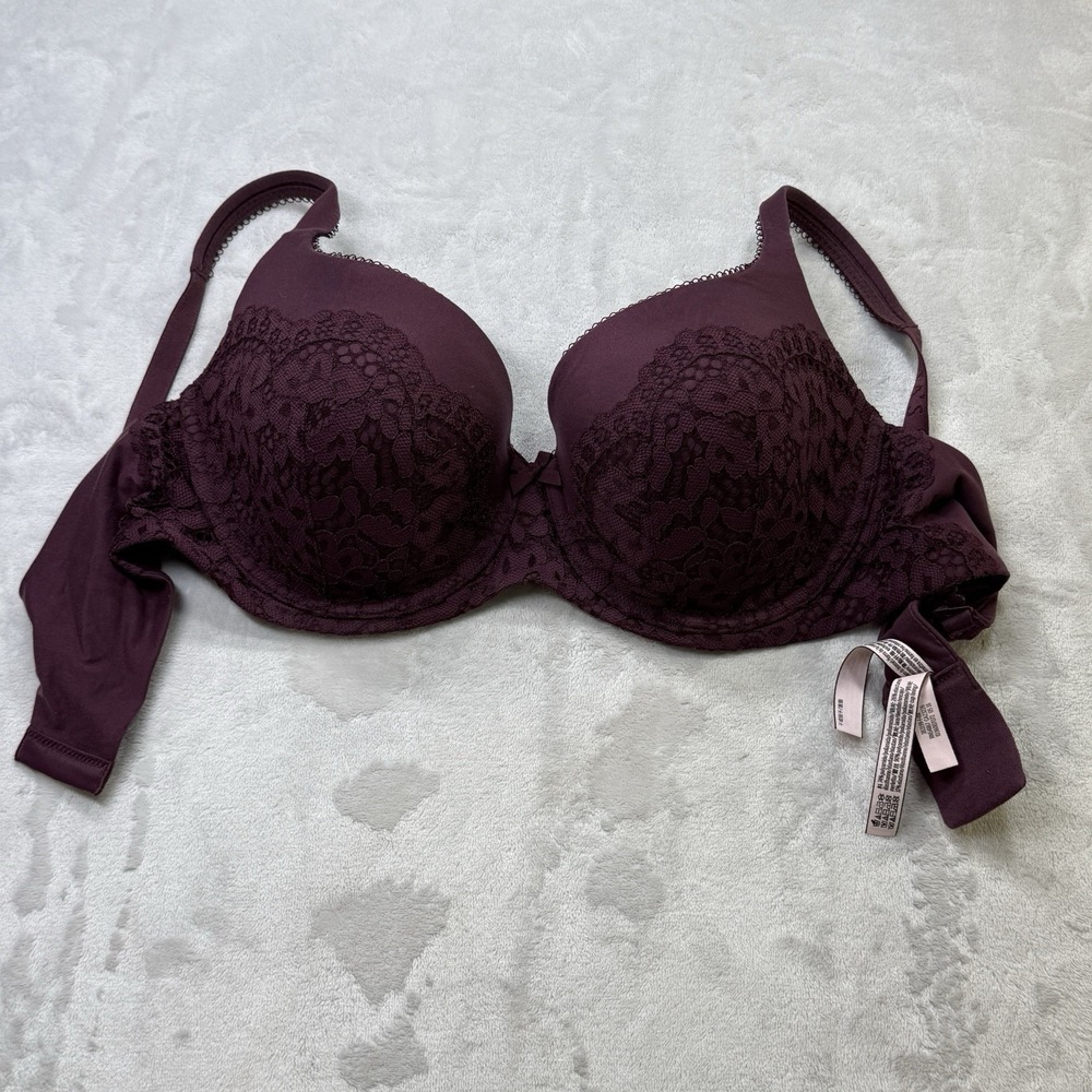 Victoria's Secret Body by Victoria Bra 36DD Burgundy Lined Demi‎ Lace